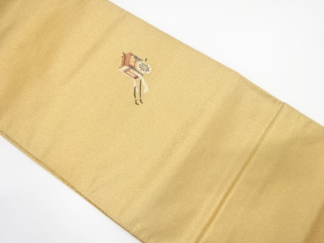 綴れ　御所車模様織り出し　袋帯